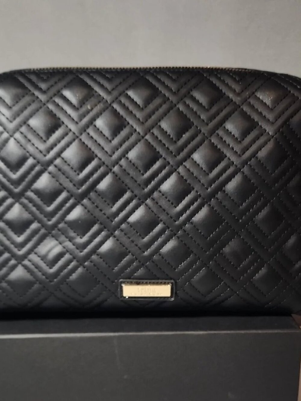 Trina Turk Black Quilted Cosmetic Bag